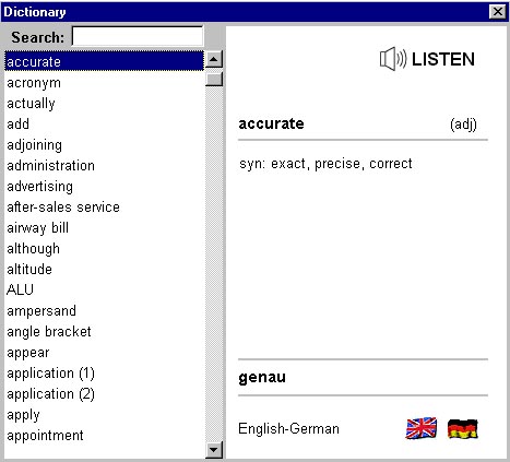Ein Blick ins Dictionary